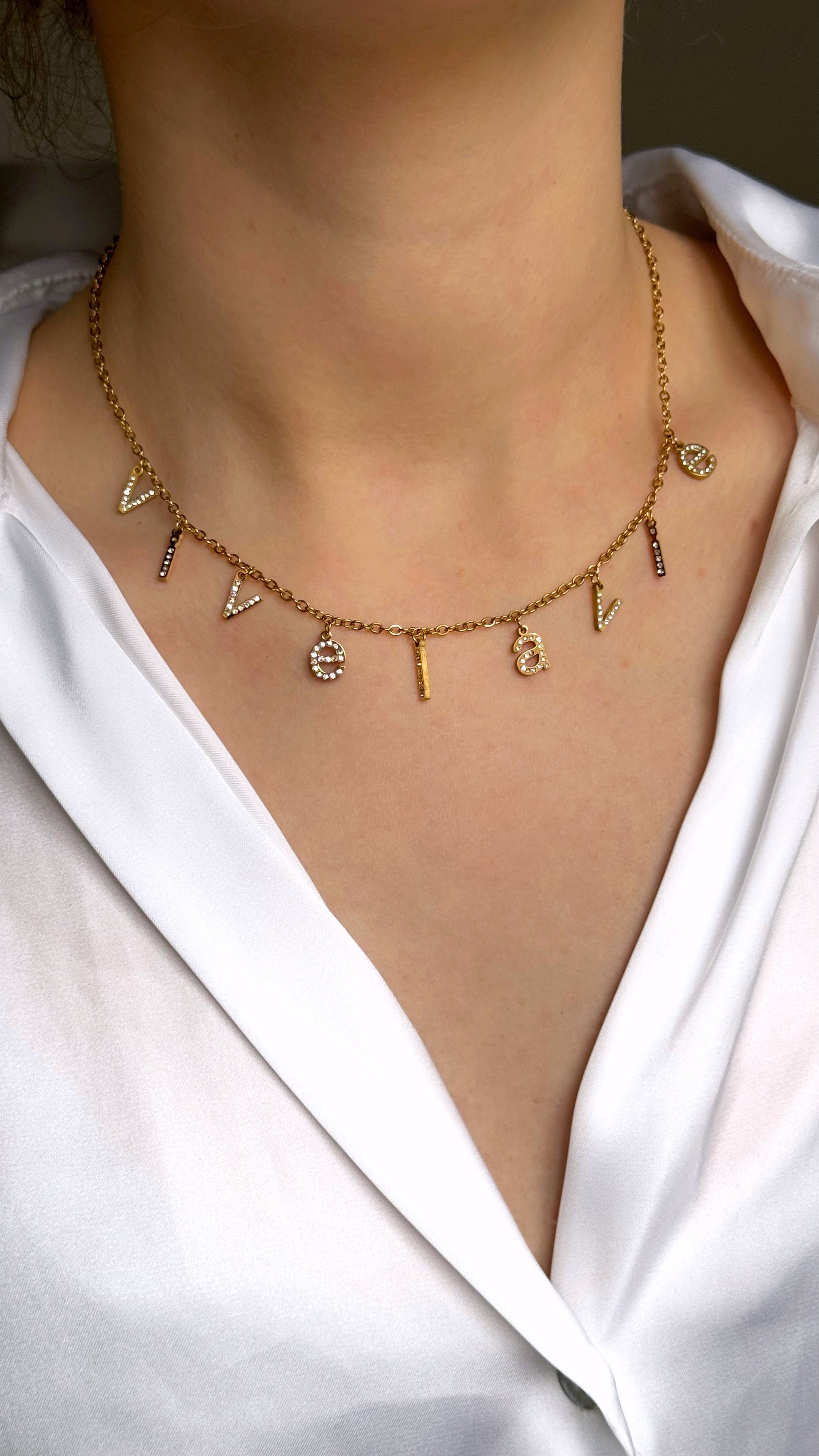 Chaîne Personnalisée - Styles Lettres Diamants